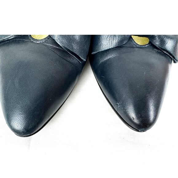 Vintage Leather Proxy Navy Leather Bow kitten heel size 8.5 - Picture 3 of 11
